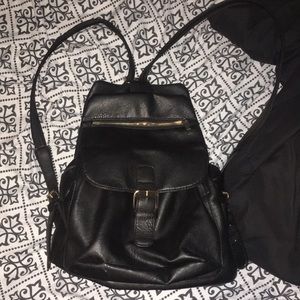 Black leather backpack